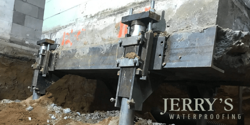 steel piers on a foundation