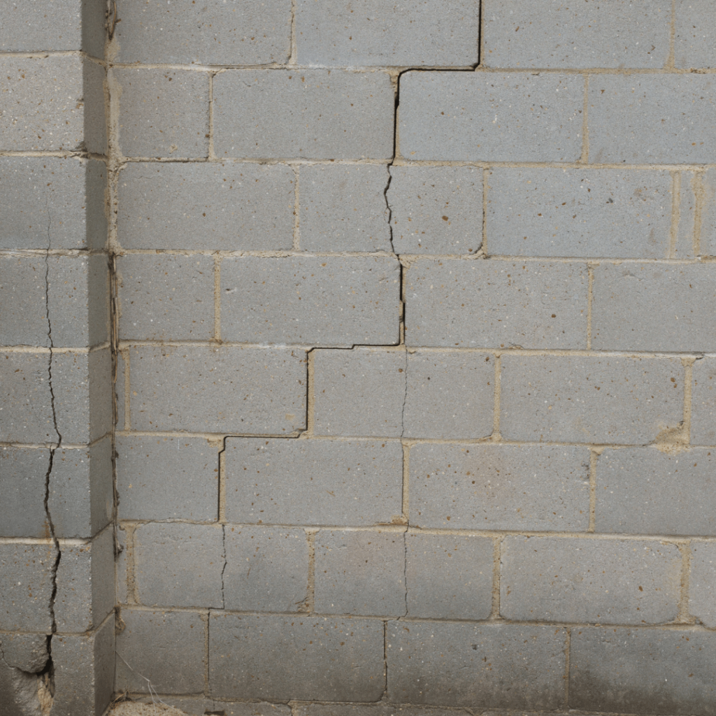 Does your foundation have cracks like you see here? This cinder block basement has "stair step" cracks. Jerry's has methods for fixing foundations with cracks. 